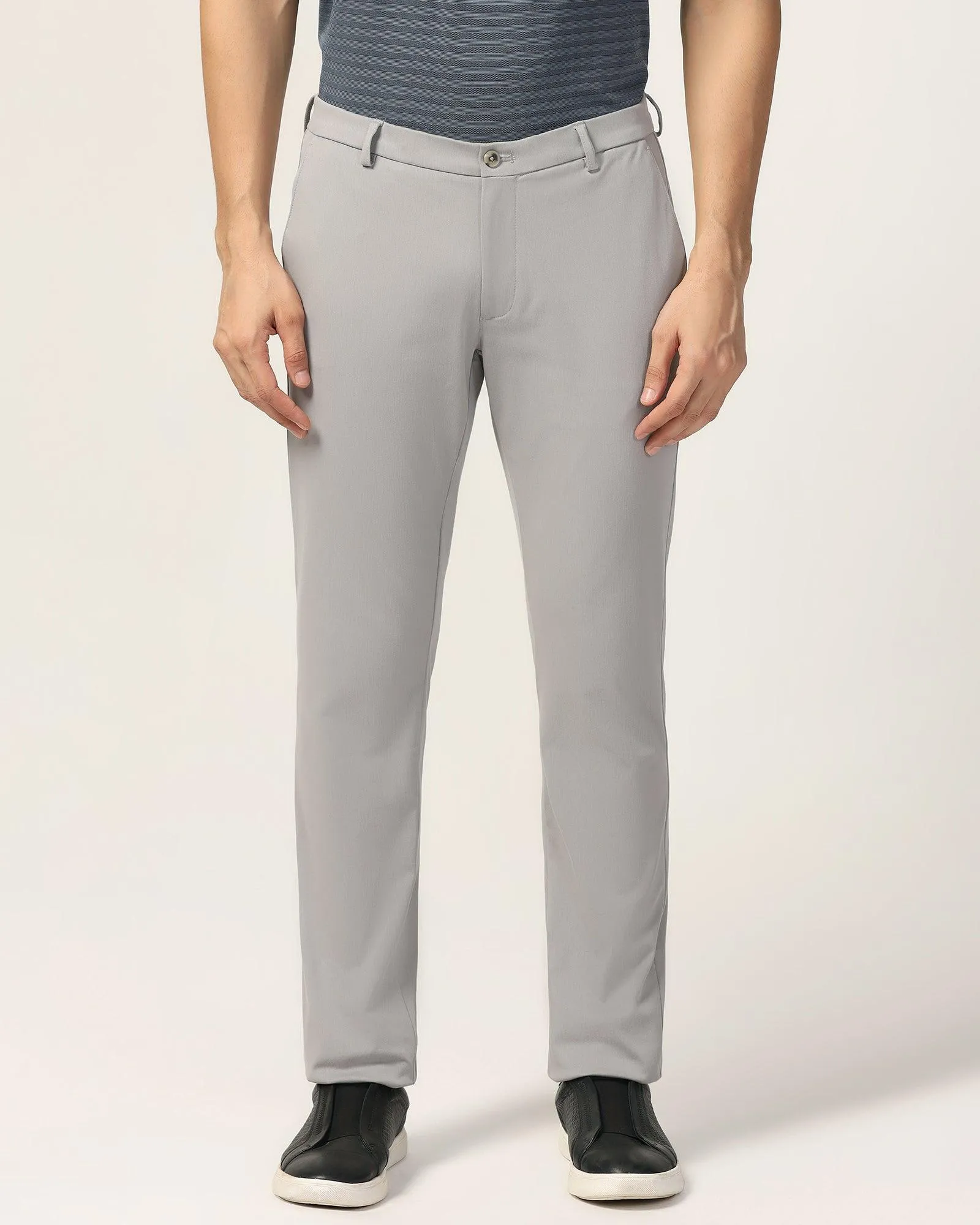 Slim Fit B-91 Casual Grey Solid Khakis - Vring