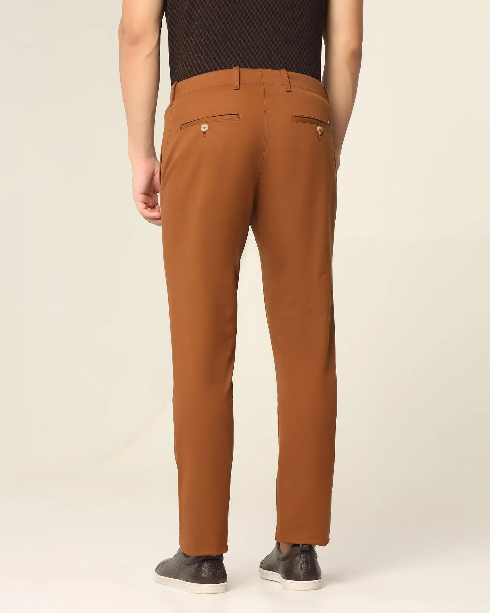 Slim Fit B-91 Casual Tobacco Brown Textured Khakis - Segy