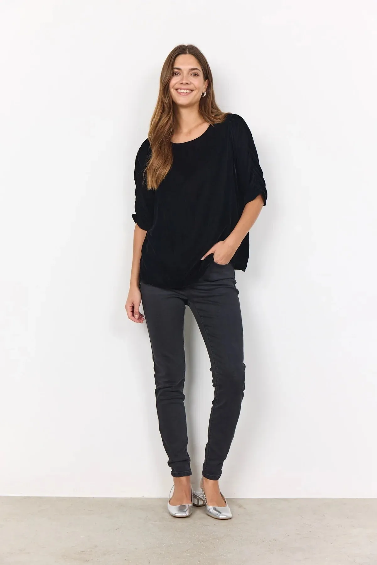 Soya Concept Nicole 1 Velvet Blouse Black