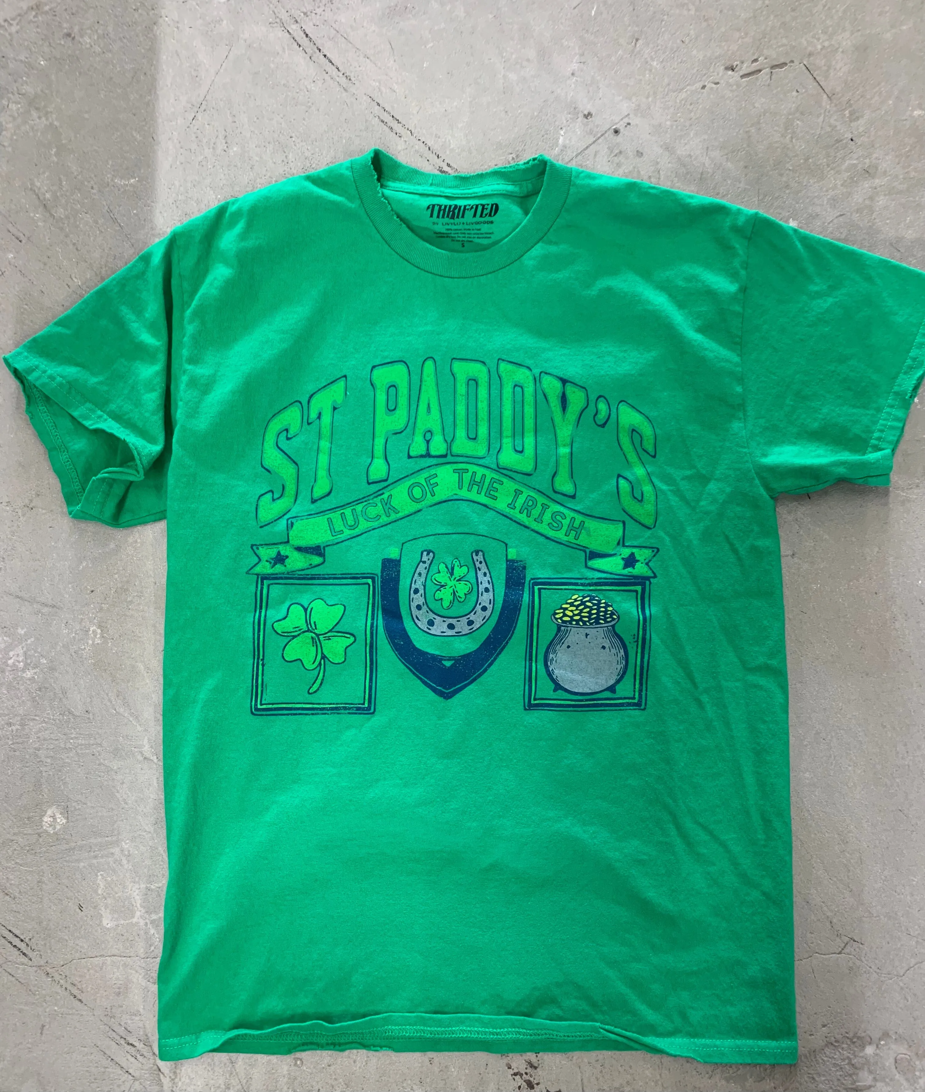 St. Patrick's Day Patch Green Thrifted Tee