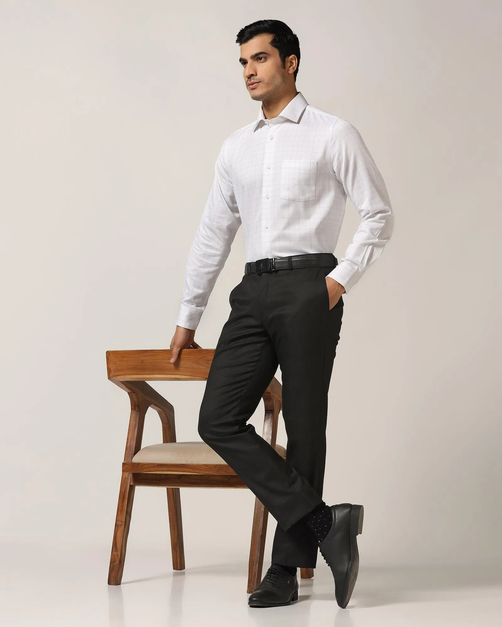 Temp Tech Formal White Check Shirt - Caldon