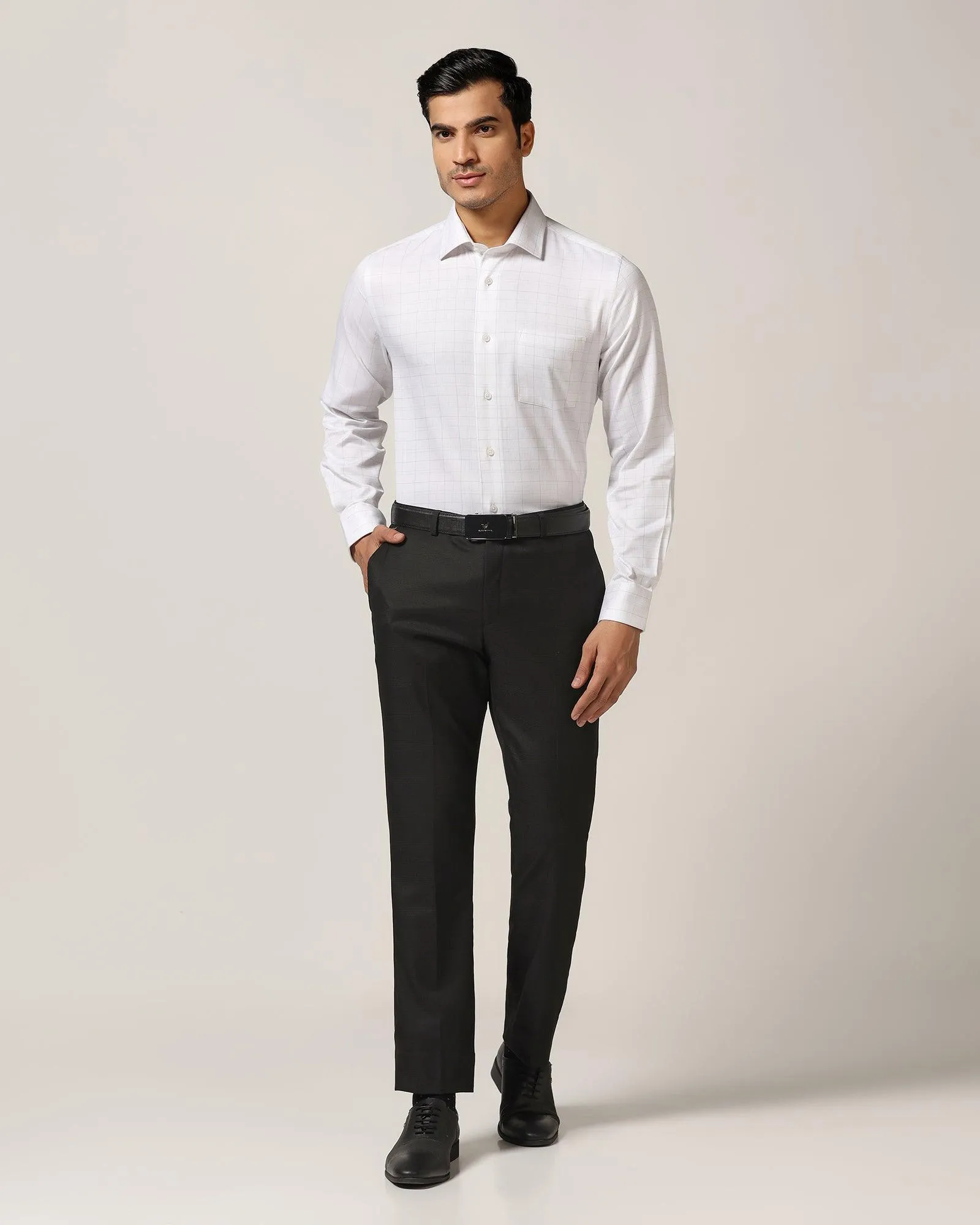 Temp Tech Formal White Check Shirt - Caldon