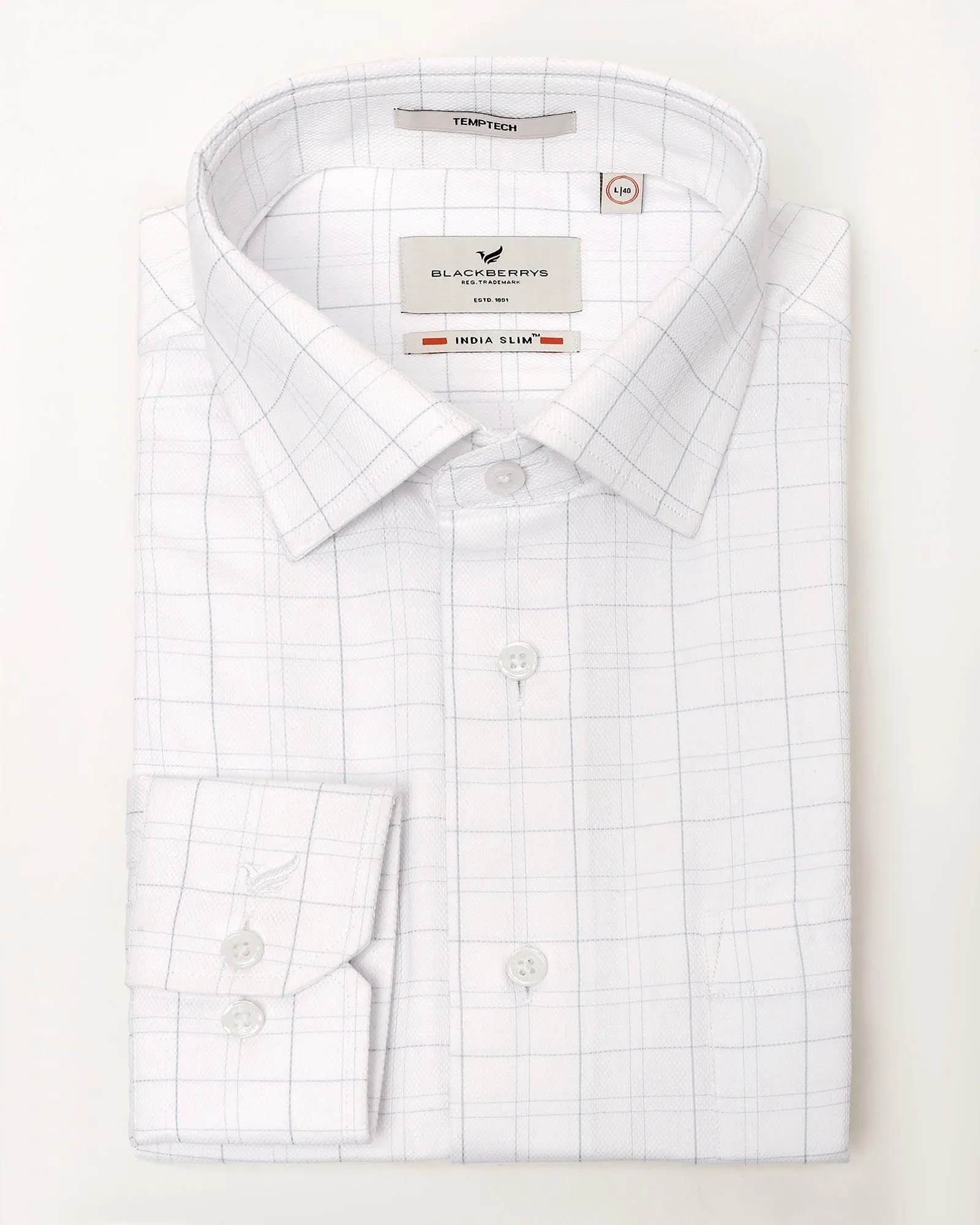 Temp Tech Formal White Check Shirt - Caldon