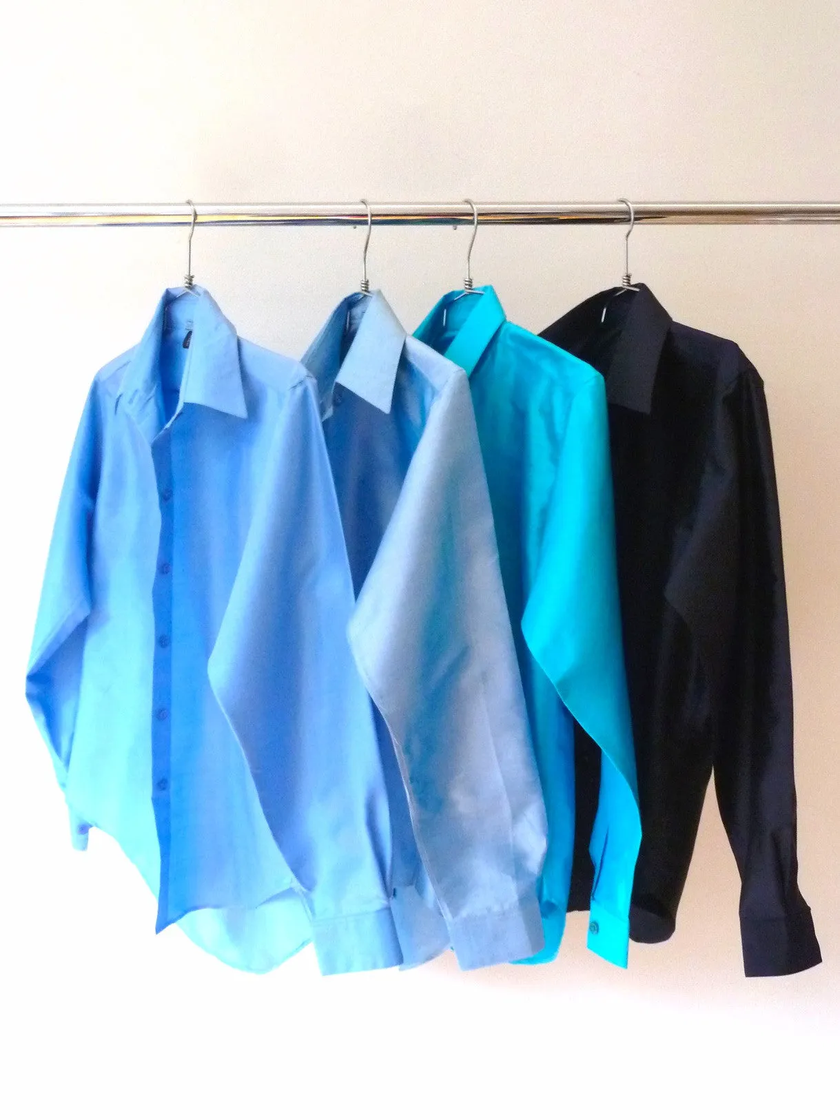 Thai Silk Button Down Shirt Assorted Blues