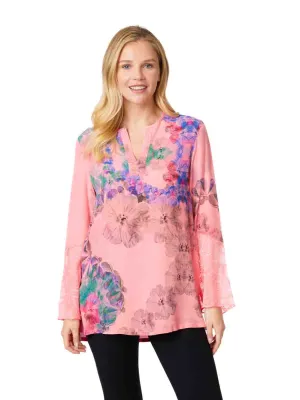 Tianello Print "Dahlia" Washable Silk "Emma" Blouse