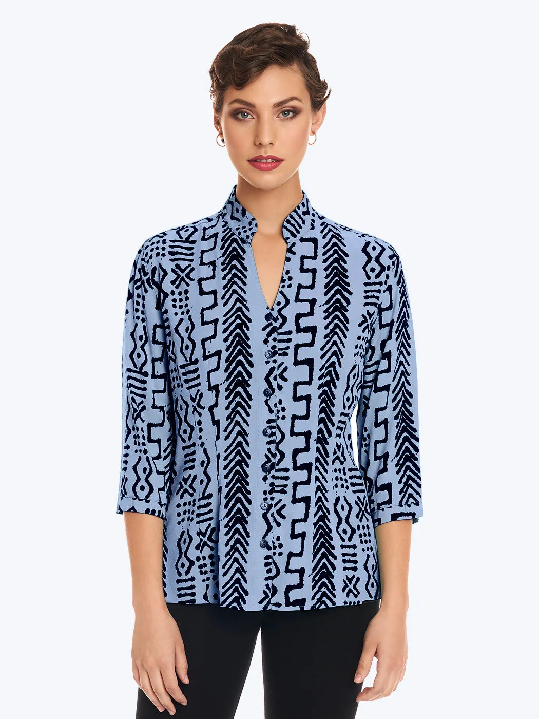 Tianello TENCEL™ "Mud" Print Dynasty Blouse