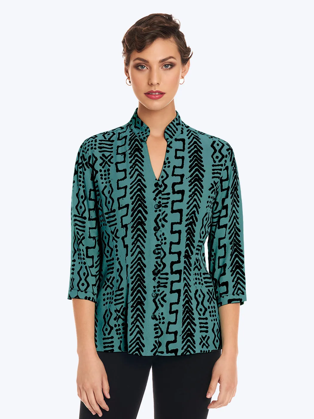 Tianello TENCEL™ "Mud" Print Dynasty Blouse