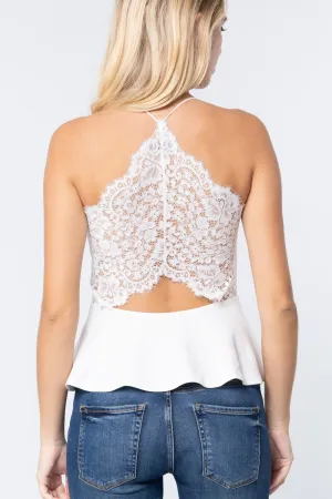 Trendy Back Lace Peplum Knit Top