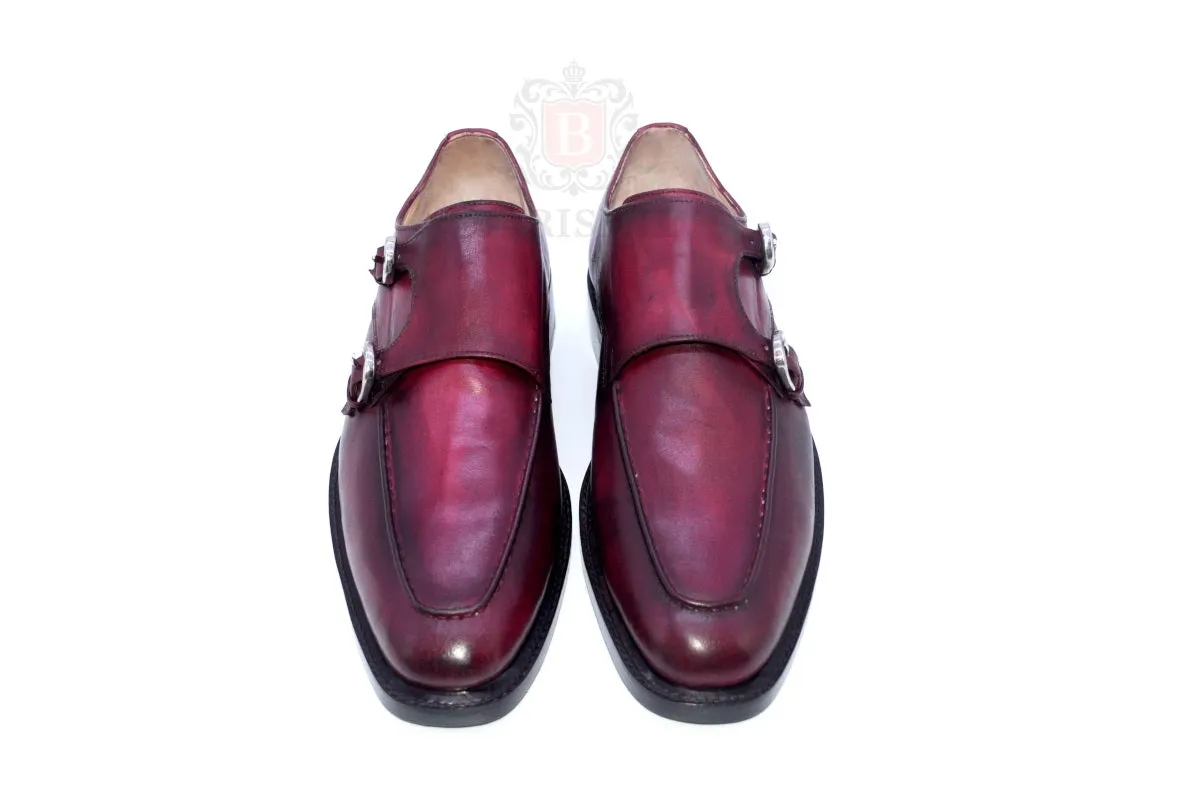 Walter - Burgundy Double Strap Monk Shoes