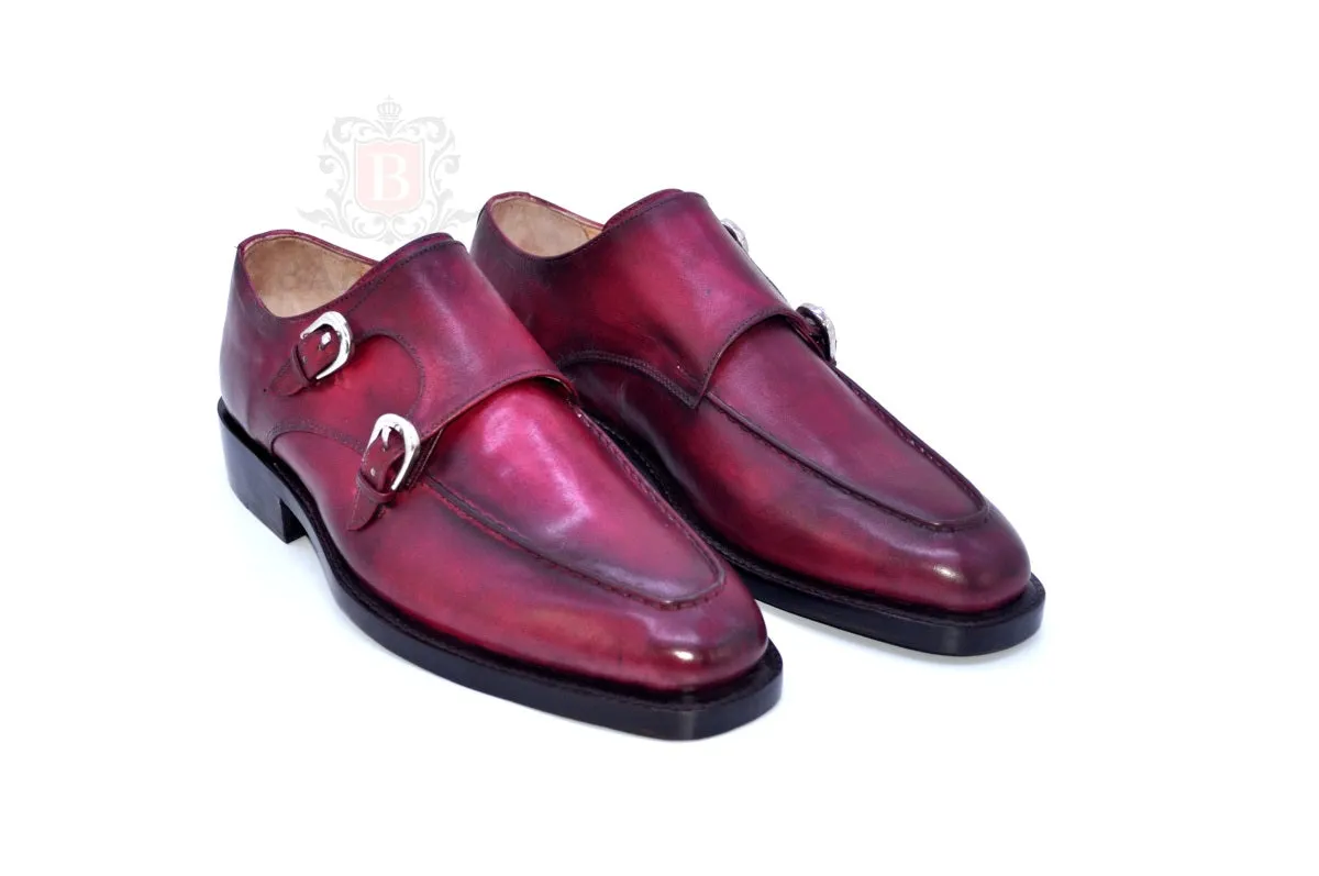 Walter - Burgundy Double Strap Monk Shoes