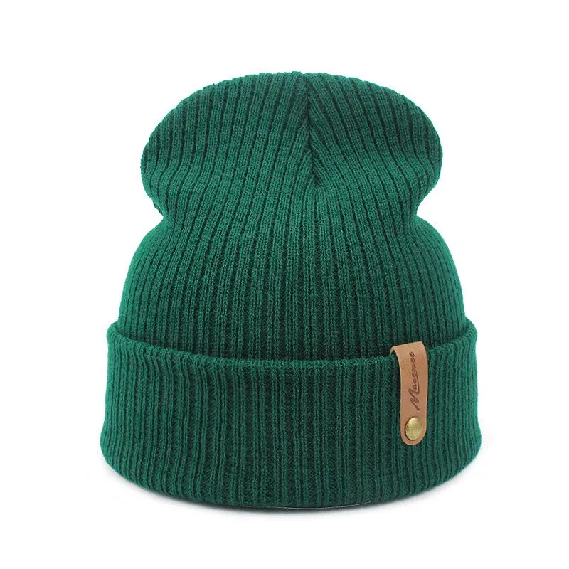 Warm hats, Men's and Women's Autumn and Winter Knitted hats, Beanies, Fashionable caps, Warm Adult Hats, Melon Leather Hats