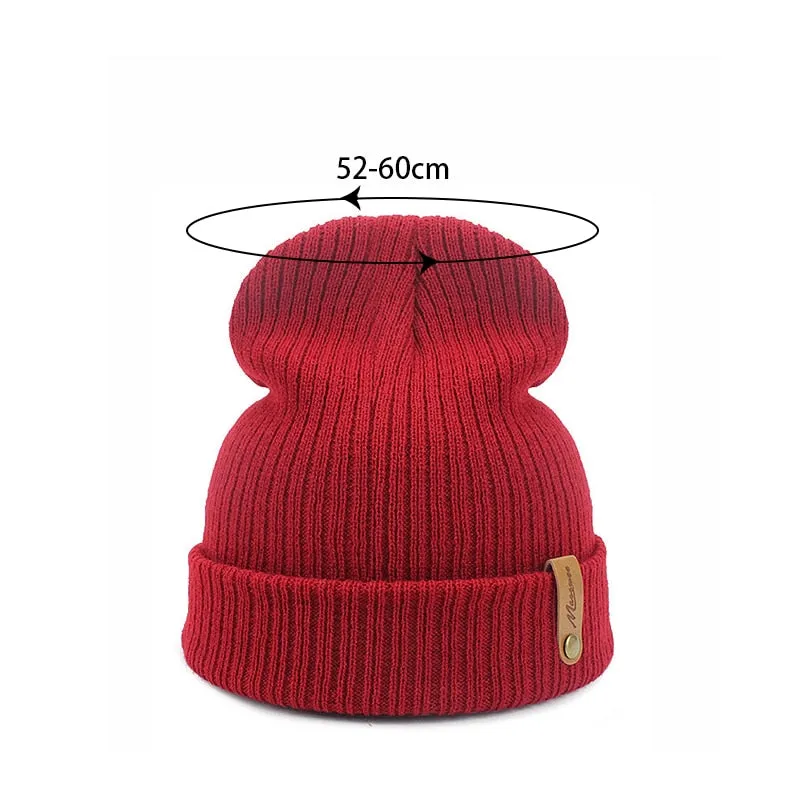 Warm hats, Men's and Women's Autumn and Winter Knitted hats, Beanies, Fashionable caps, Warm Adult Hats, Melon Leather Hats