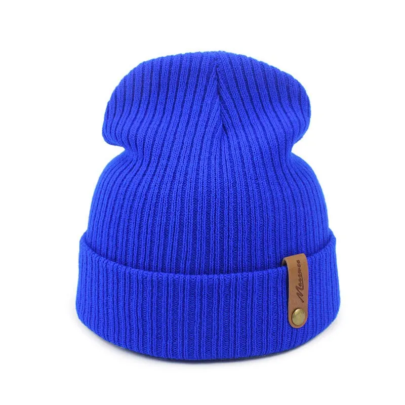 Warm hats, Men's and Women's Autumn and Winter Knitted hats, Beanies, Fashionable caps, Warm Adult Hats, Melon Leather Hats