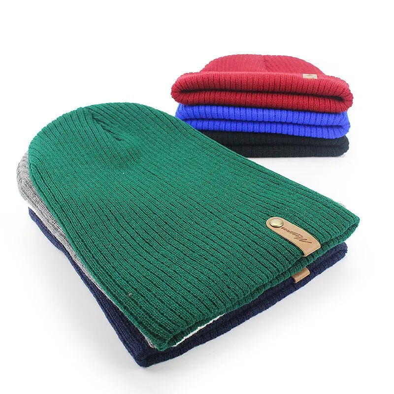 Warm hats, Men's and Women's Autumn and Winter Knitted hats, Beanies, Fashionable caps, Warm Adult Hats, Melon Leather Hats