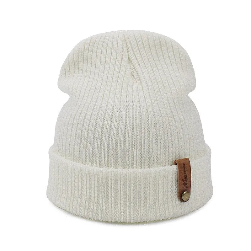 Warm hats, Men's and Women's Autumn and Winter Knitted hats, Beanies, Fashionable caps, Warm Adult Hats, Melon Leather Hats