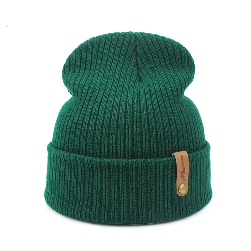 Warm hats, Men's and Women's Autumn and Winter Knitted hats, Beanies, Fashionable caps, Warm Adult Hats, Melon Leather Hats