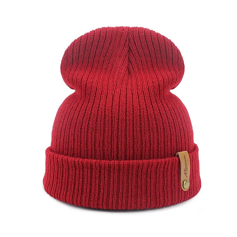 Warm hats, Men's and Women's Autumn and Winter Knitted hats, Beanies, Fashionable caps, Warm Adult Hats, Melon Leather Hats