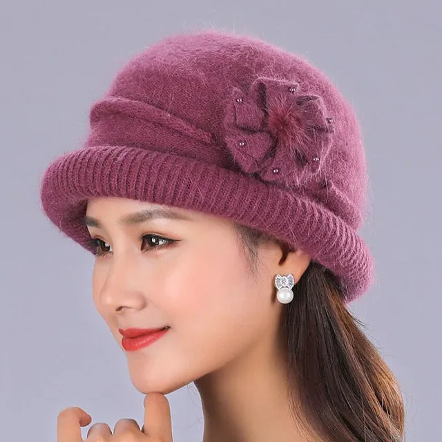 Winter Rabbit Wool Casual Warm Knitted Winter Beanie And Scarf