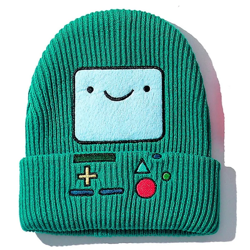 Women Winter Hat Adventure Time Hats Cartoon Thickened Warm Knitted Beanies Men Cap BMO Cartoon Thickened Warm Woolen Hat