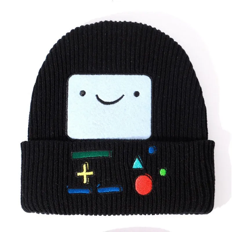 Women Winter Hat Adventure Time Hats Cartoon Thickened Warm Knitted Beanies Men Cap BMO Cartoon Thickened Warm Woolen Hat