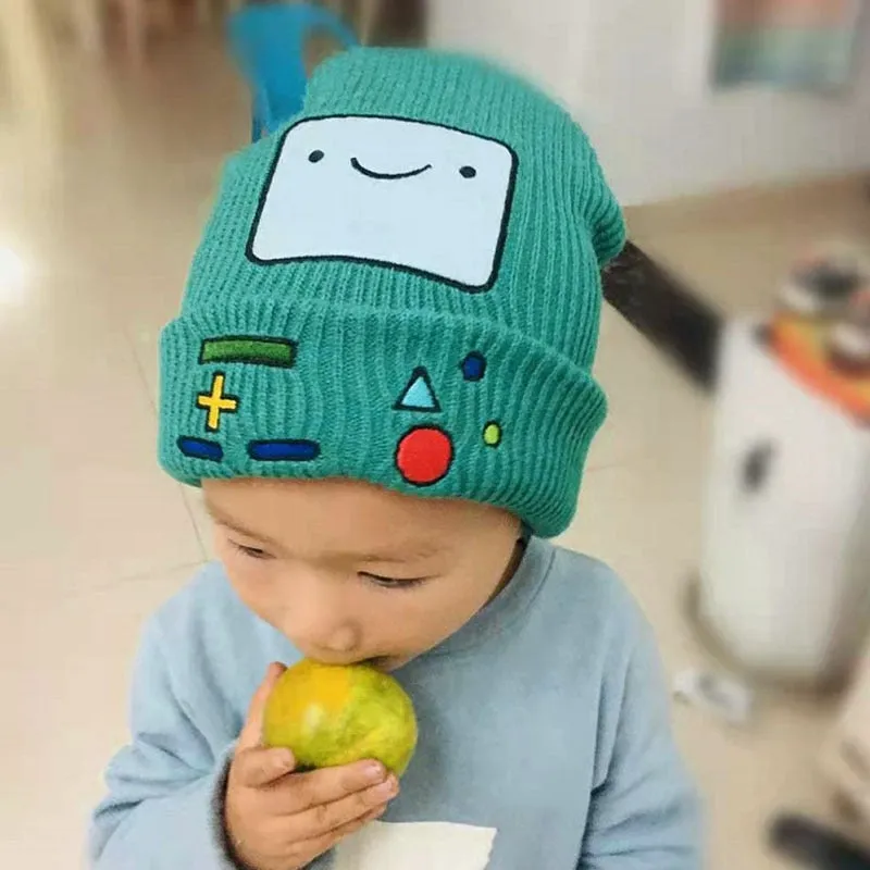 Women Winter Hat Adventure Time Hats Cartoon Thickened Warm Knitted Beanies Men Cap BMO Cartoon Thickened Warm Woolen Hat