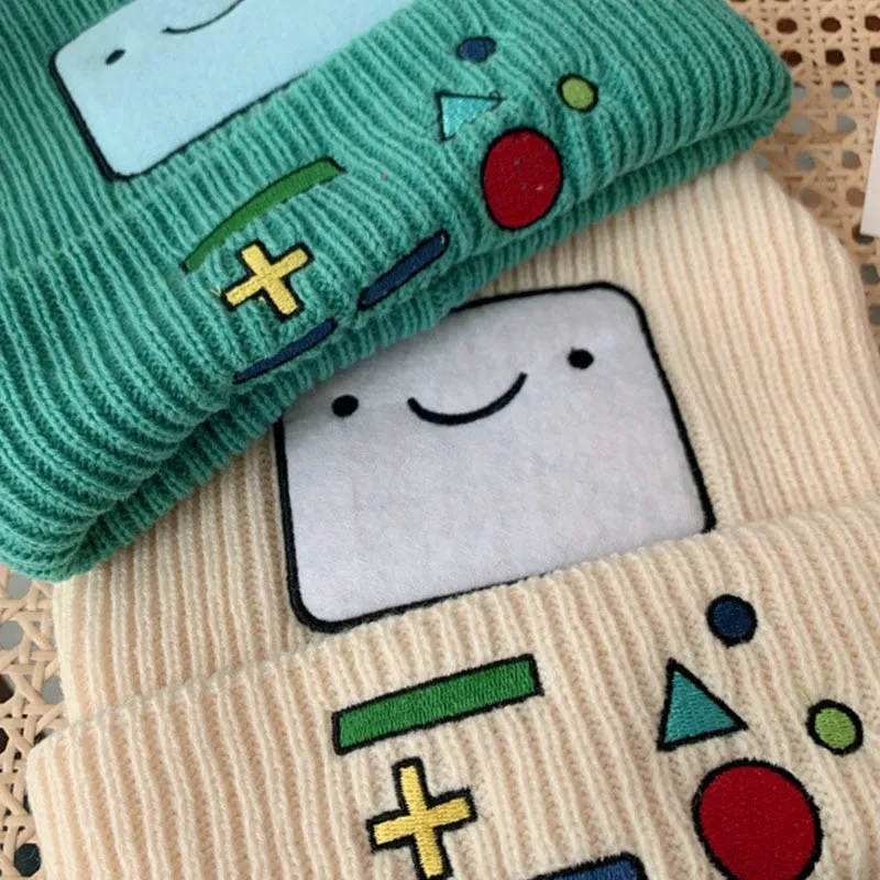 Women Winter Hat Adventure Time Hats Cartoon Thickened Warm Knitted Beanies Men Cap BMO Cartoon Thickened Warm Woolen Hat